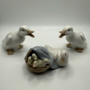 Lladro Duck Family Porcelain Figurines Set of 3 Hand Painted Spain